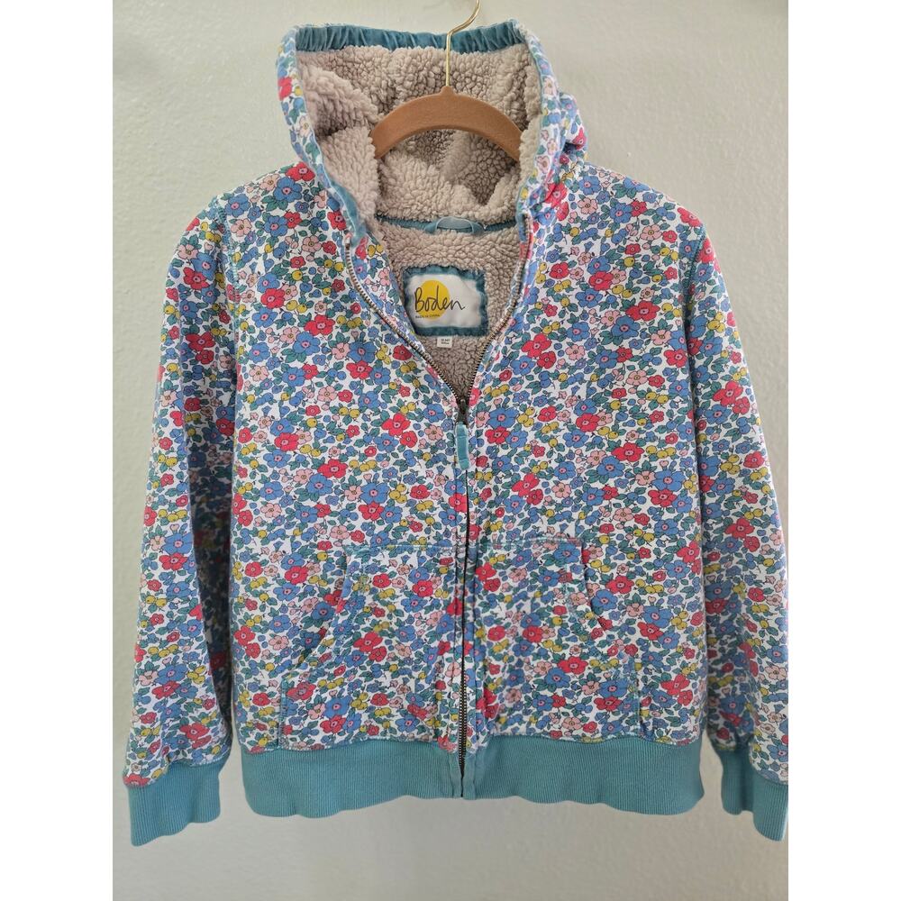 Mini Boden Purple Floral Borg Lined HoodieAster Purple Floral